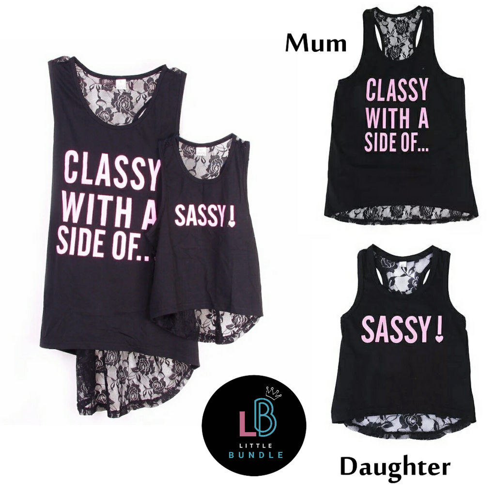 Mother & Daughter Matching Tees - Classy With A Side of... ☆ Sassy!